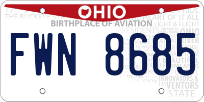 OH license plate FWN8685