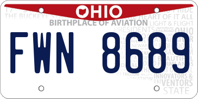 OH license plate FWN8689