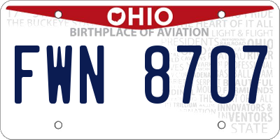 OH license plate FWN8707