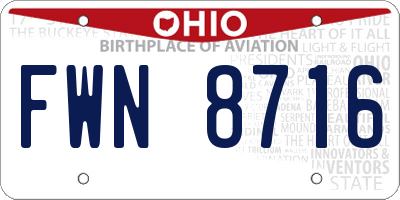 OH license plate FWN8716