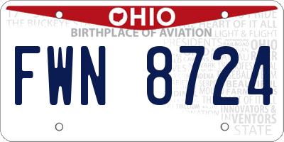 OH license plate FWN8724