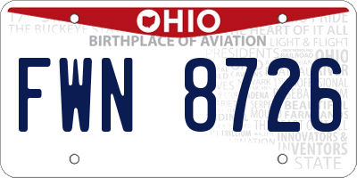 OH license plate FWN8726