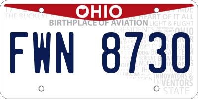 OH license plate FWN8730