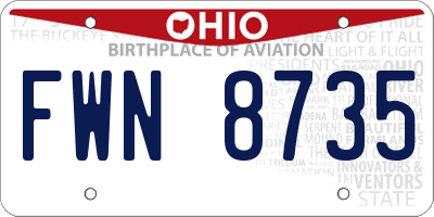 OH license plate FWN8735
