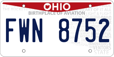 OH license plate FWN8752