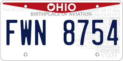OH license plate FWN8754