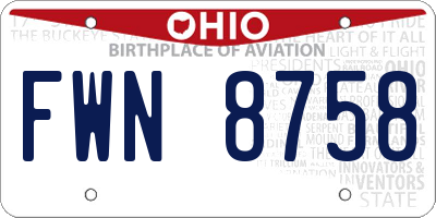 OH license plate FWN8758