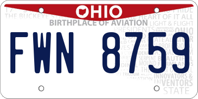 OH license plate FWN8759