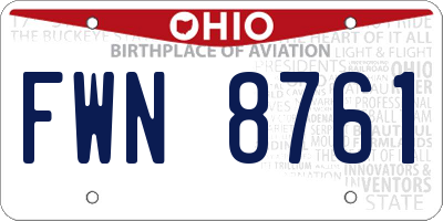 OH license plate FWN8761