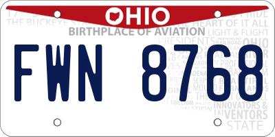 OH license plate FWN8768