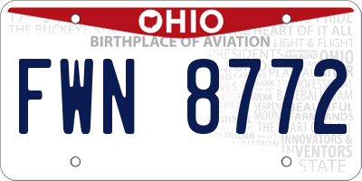 OH license plate FWN8772