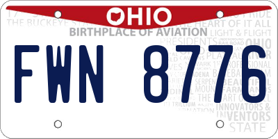 OH license plate FWN8776