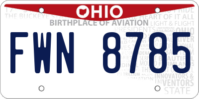 OH license plate FWN8785