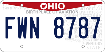 OH license plate FWN8787