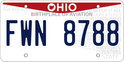 OH license plate FWN8788
