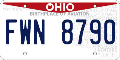 OH license plate FWN8790