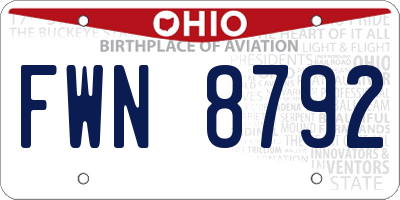 OH license plate FWN8792
