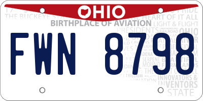 OH license plate FWN8798