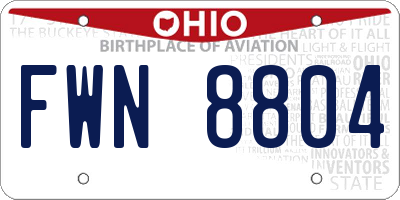 OH license plate FWN8804