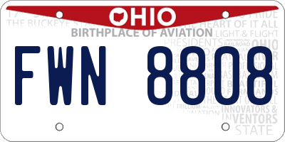 OH license plate FWN8808