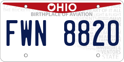 OH license plate FWN8820