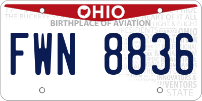 OH license plate FWN8836