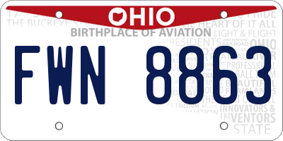 OH license plate FWN8863