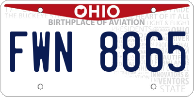 OH license plate FWN8865
