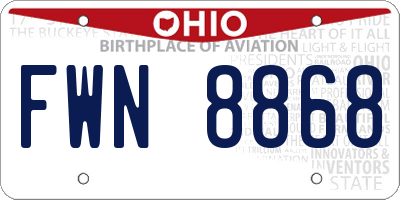 OH license plate FWN8868