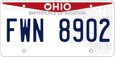 OH license plate FWN8902
