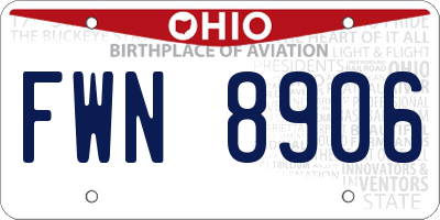 OH license plate FWN8906