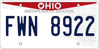 OH license plate FWN8922