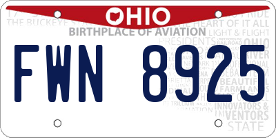 OH license plate FWN8925