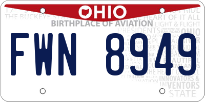 OH license plate FWN8949