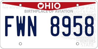 OH license plate FWN8958