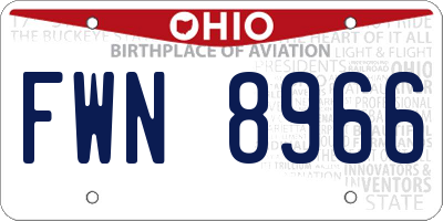 OH license plate FWN8966