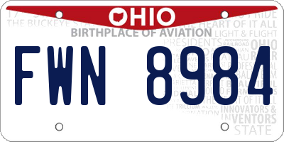 OH license plate FWN8984