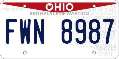 OH license plate FWN8987