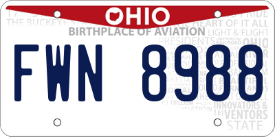 OH license plate FWN8988