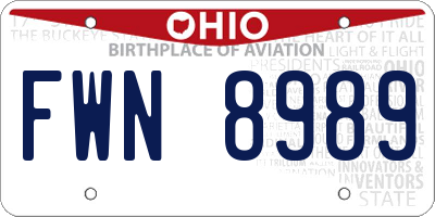 OH license plate FWN8989