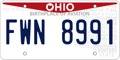 OH license plate FWN8991