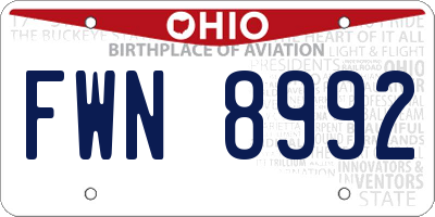 OH license plate FWN8992