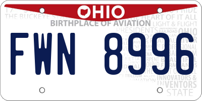 OH license plate FWN8996