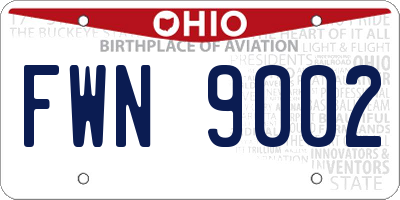 OH license plate FWN9002