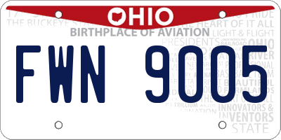 OH license plate FWN9005