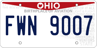 OH license plate FWN9007
