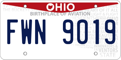 OH license plate FWN9019