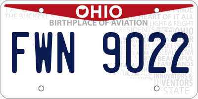 OH license plate FWN9022