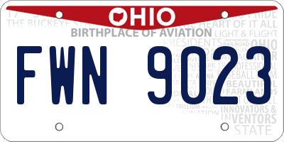 OH license plate FWN9023