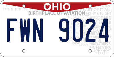 OH license plate FWN9024